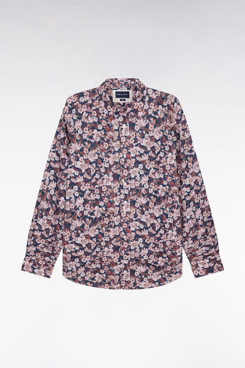 Chemise en popeline de coton à imprimé floral bordeaux coupe droite - Image 2