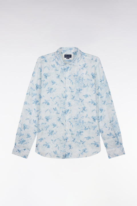 Chemise en lin ciel à imprimé floral coupe ajustée - Image 2
