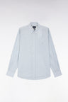 Straight-fit cotton poplin shirt with grey graphic microprint