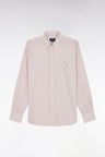Straight-fit cotton poplin shirt with pink graphic microprint
