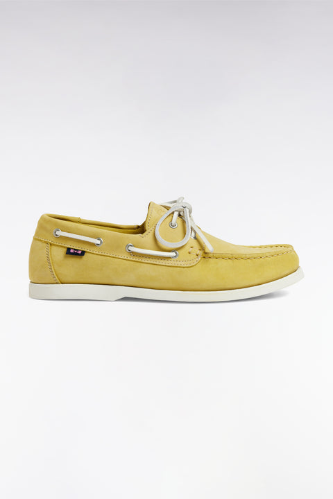 Mocassins bateau en cuir suédé jaune - Image 1