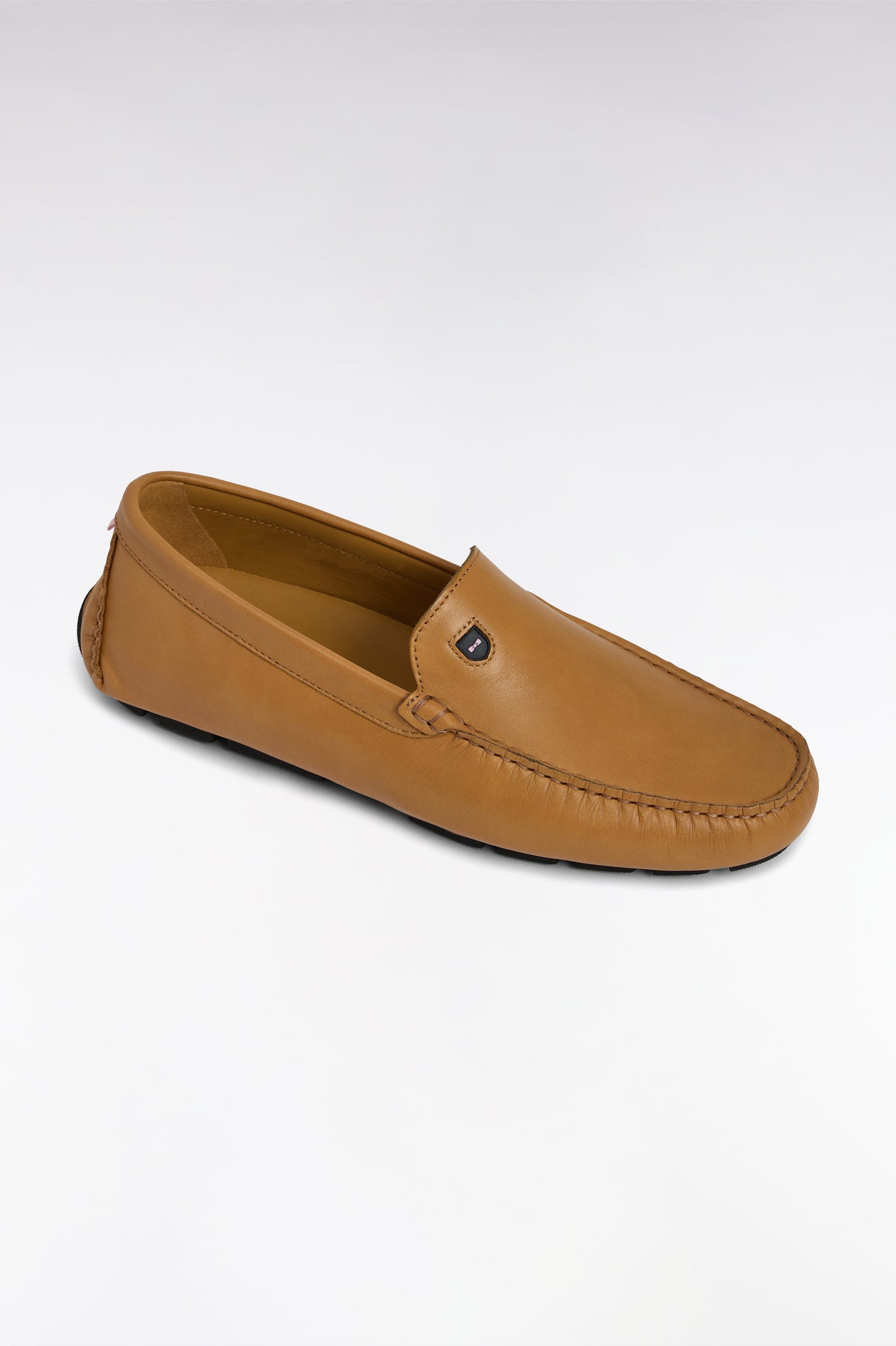 Camel split leather loafers