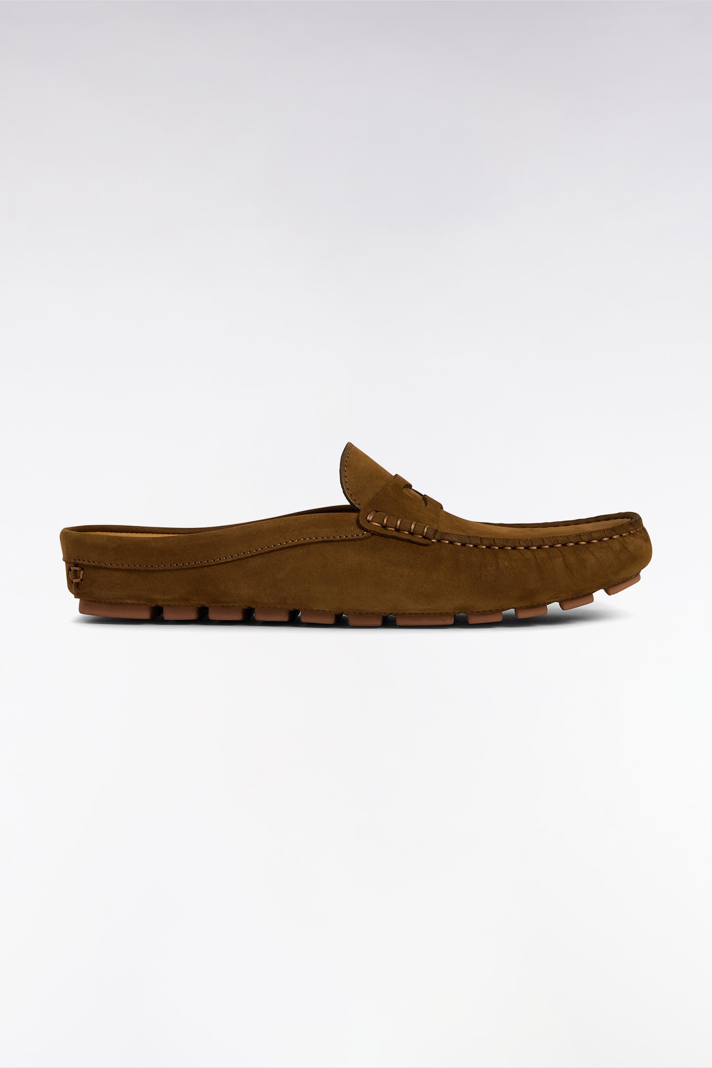 Khaki suede slipper loafers