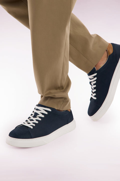 Navy leather low-top sneakers - Image 2