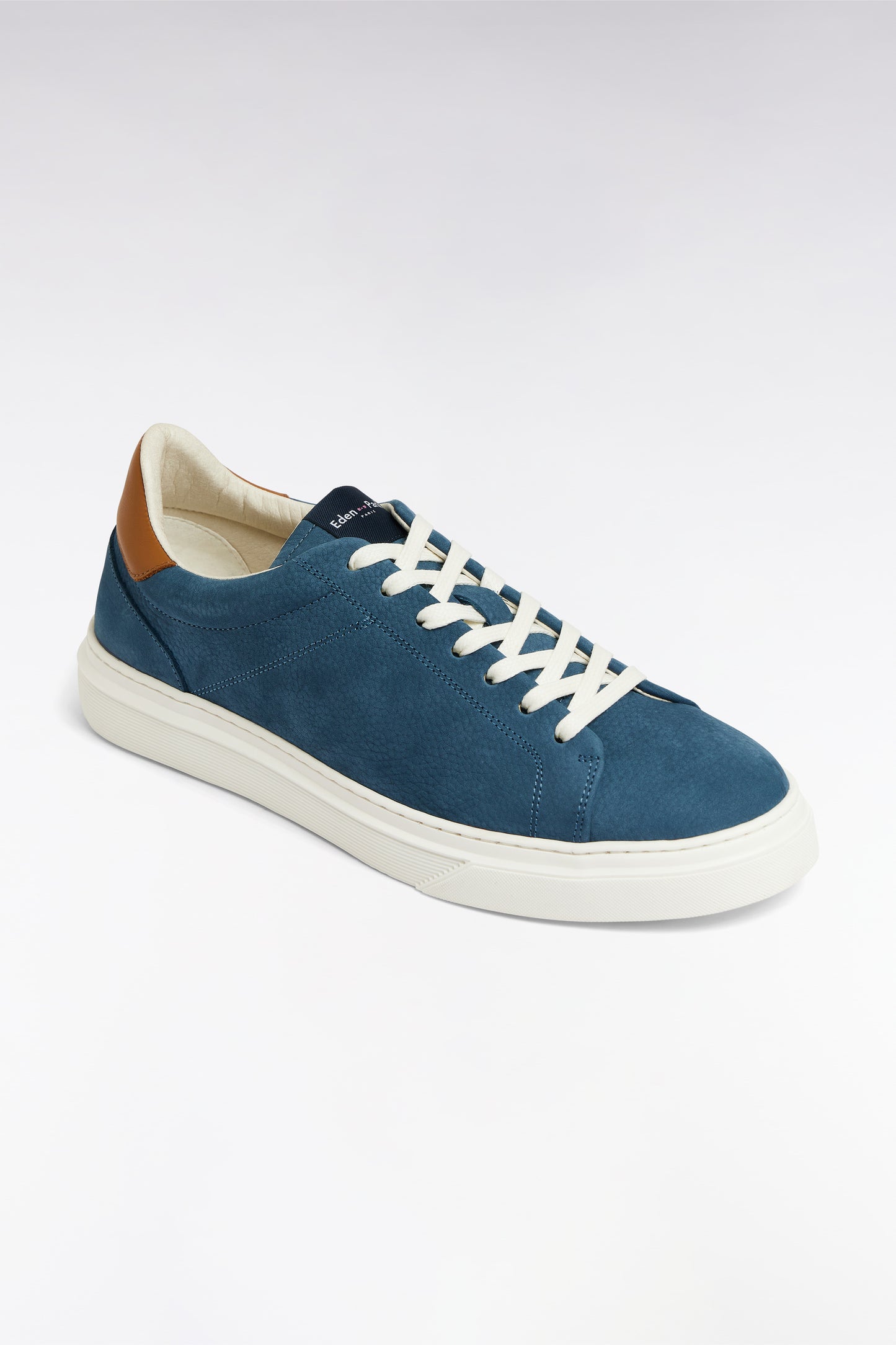Blue-grey leather low-top sneakers