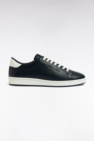 Black leather low-top sneakers