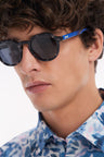 XV de France round sunglasses in grey and blue tortoiseshell acetate