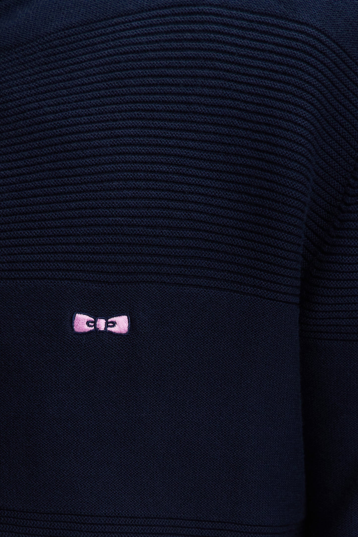 Straight zipped navy cotton knit cardigan