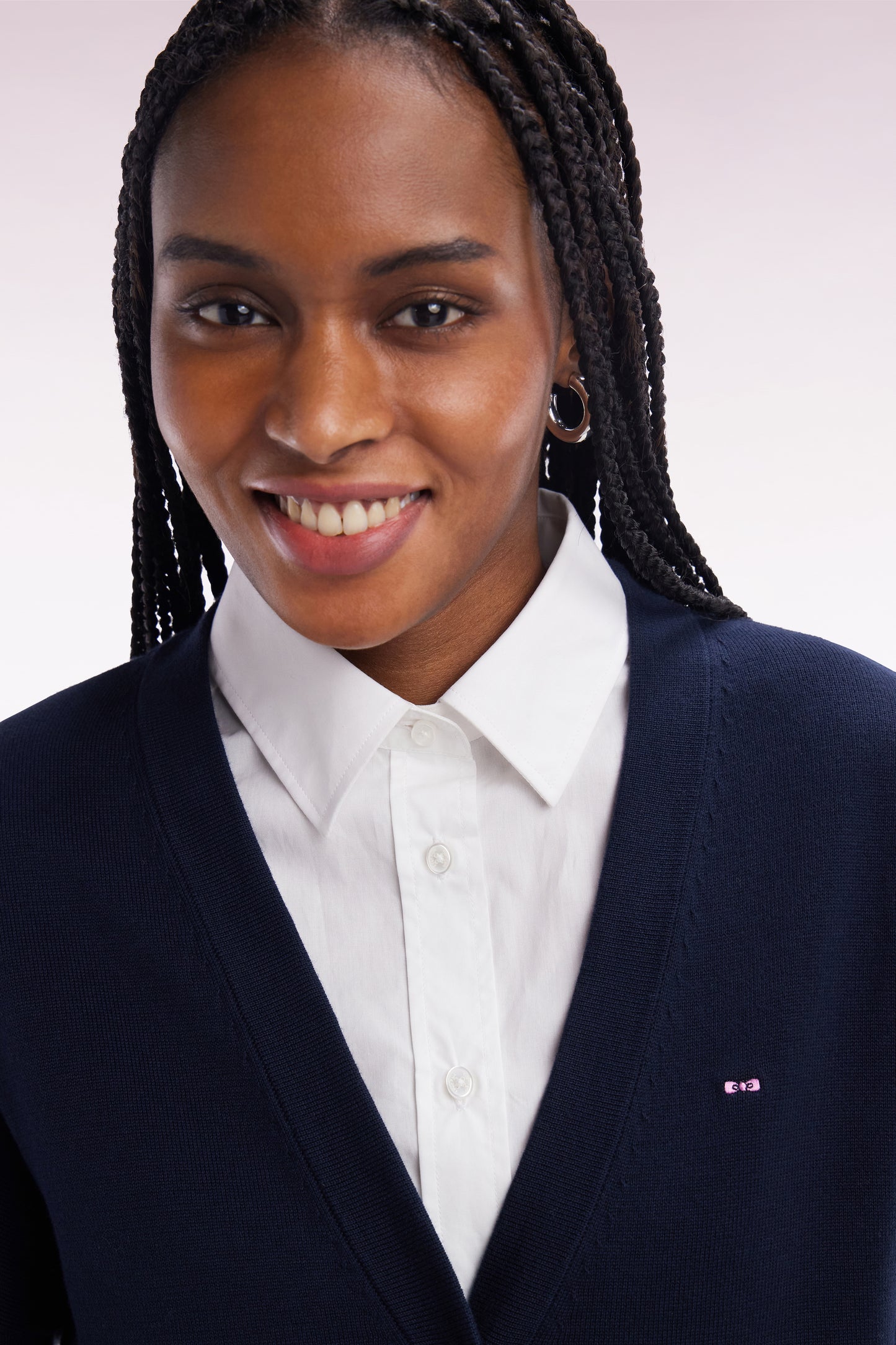 Relaxed fit navy cotton cardigan