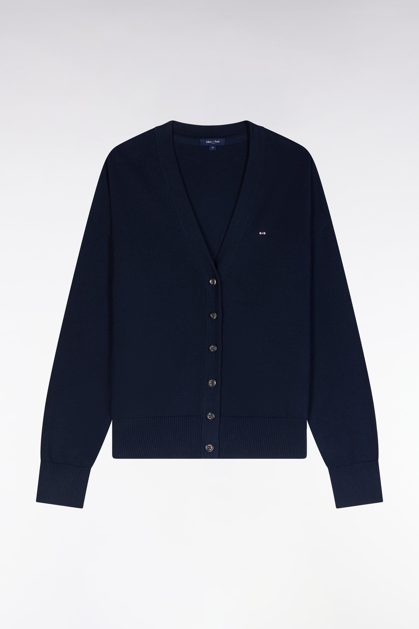 Relaxed fit navy cotton cardigan
