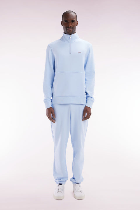 Jogging en molleton coton ciel coupe droite - Image 1