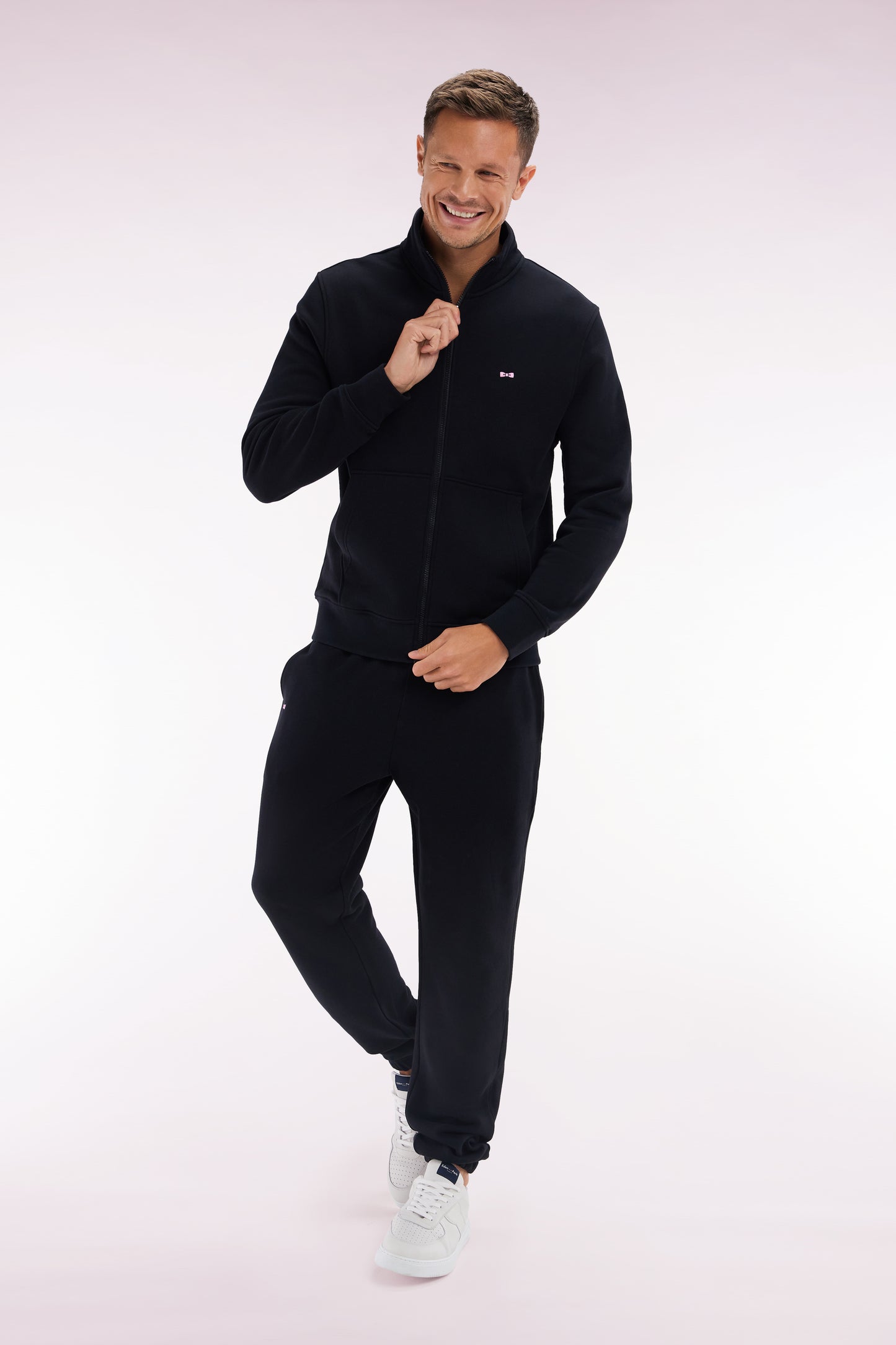 Jogging en molleton coton noir coupe droite