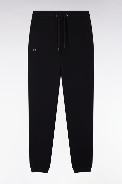 Black straight-cut cotton fleece jogging shorts - Image 2