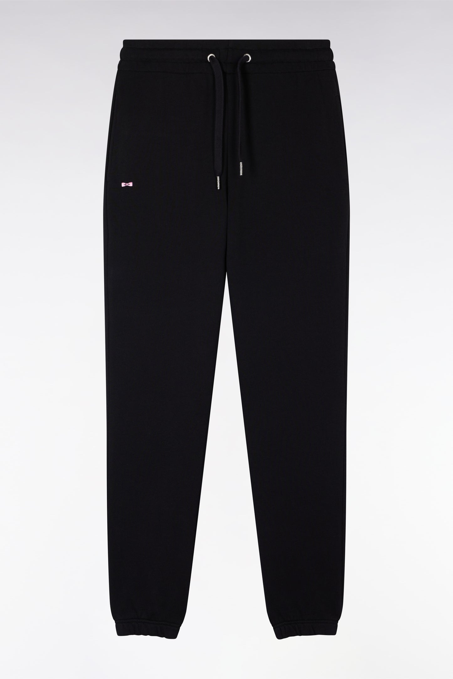 Jogging en molleton coton noir coupe droite