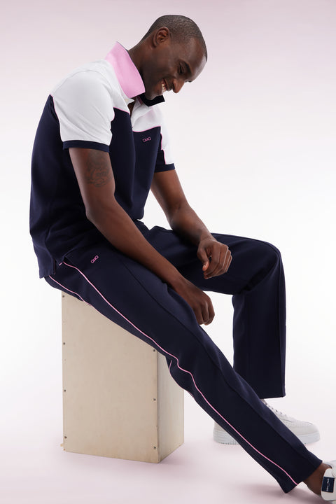 Pantalon jogging en coton interlock marine coupe droite - Image 3