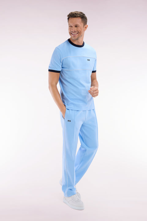 Pantalon jogging en coton interlock ciel coupe droite - Image 3