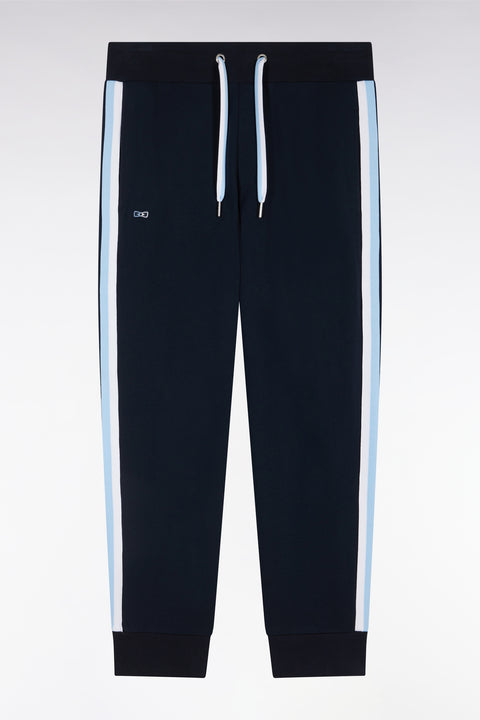 Pantalon jogging en coton marine à détails tricolores coupe décontractée - Image 2