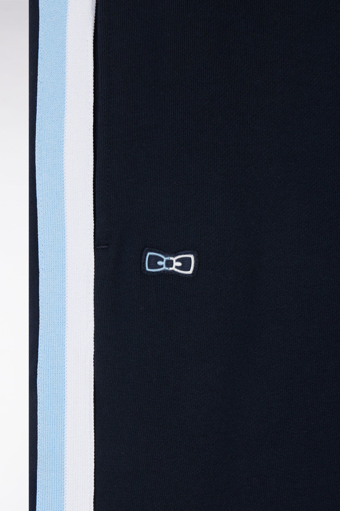 Relaxed-fit navy cotton jogging pants with tricolor accents