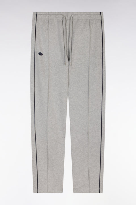 Pantalon jogging en molleton coton stretch gris passepoil marine coupe droite - Image 2