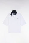 Short-sleeved jersey in white Pima cotton, relaxed fit