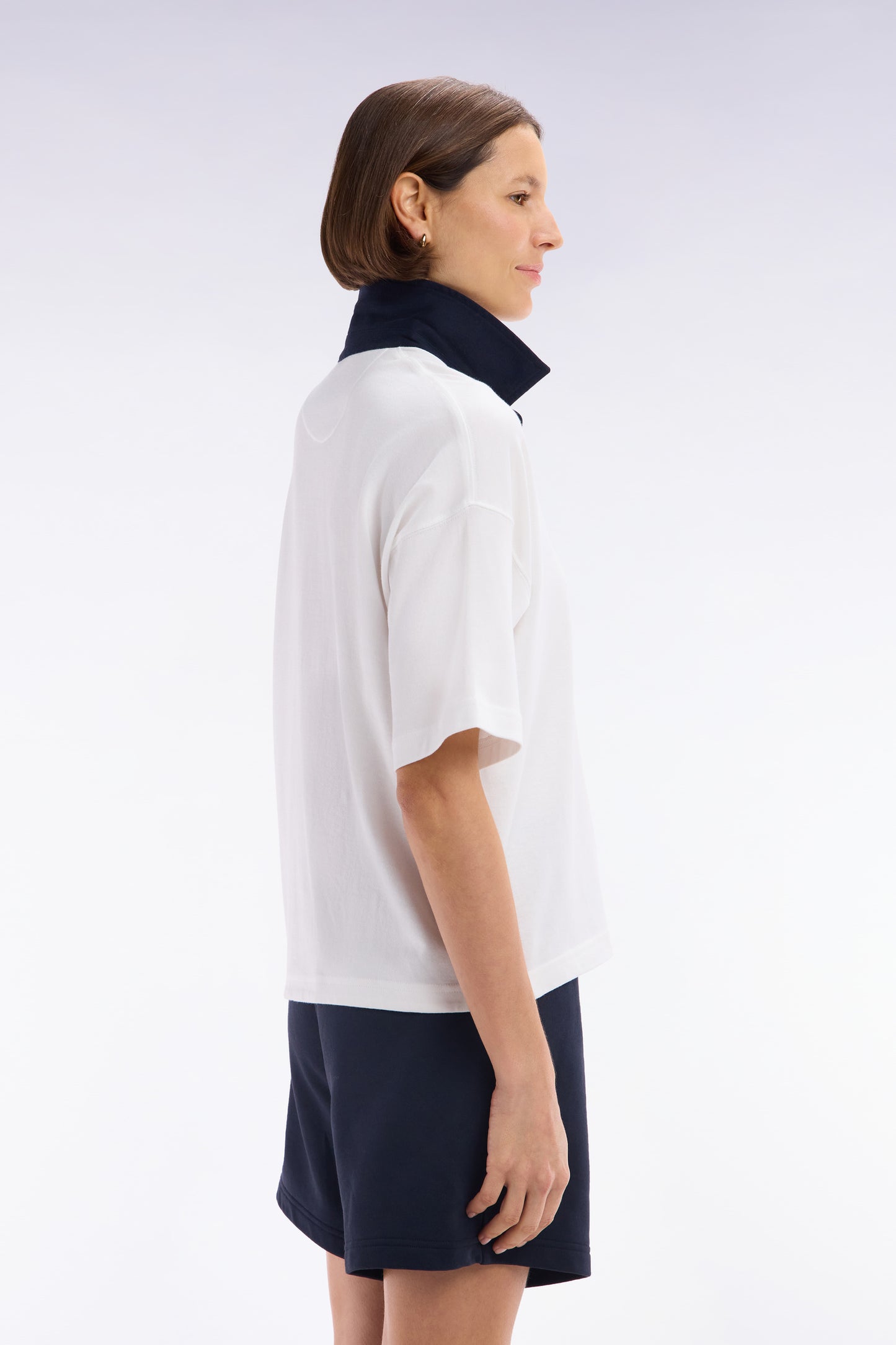 Maillot à manches courtes en coton Pima blanc coupe décontractée
