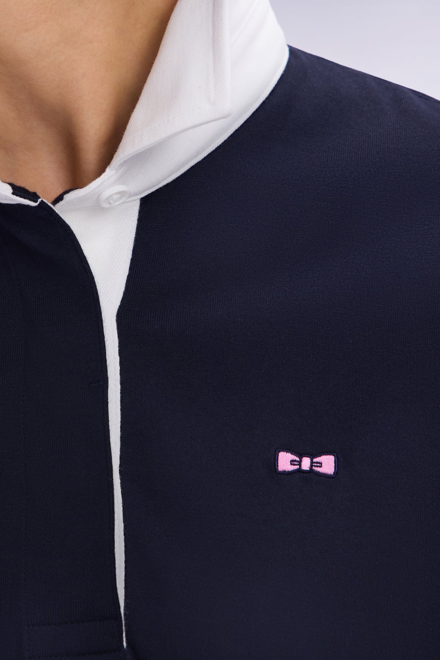 Short-sleeved jersey in navy Pima cotton, relaxed fit