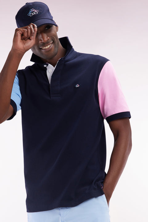 Maillot à manches courtes en jersey de coton marine broderie dos - Image 3