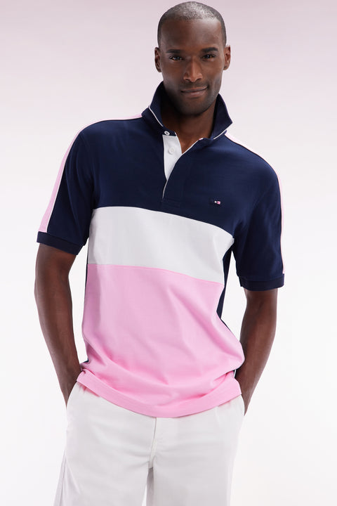 Maillot coupé-cousu à manches courtes en coton rose coupe droite - Image 3