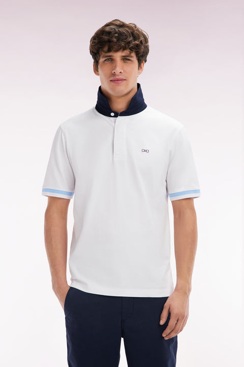 Maillot à manches courtes en coton blanc broderie dos Eden Park coupe droite - Image 1