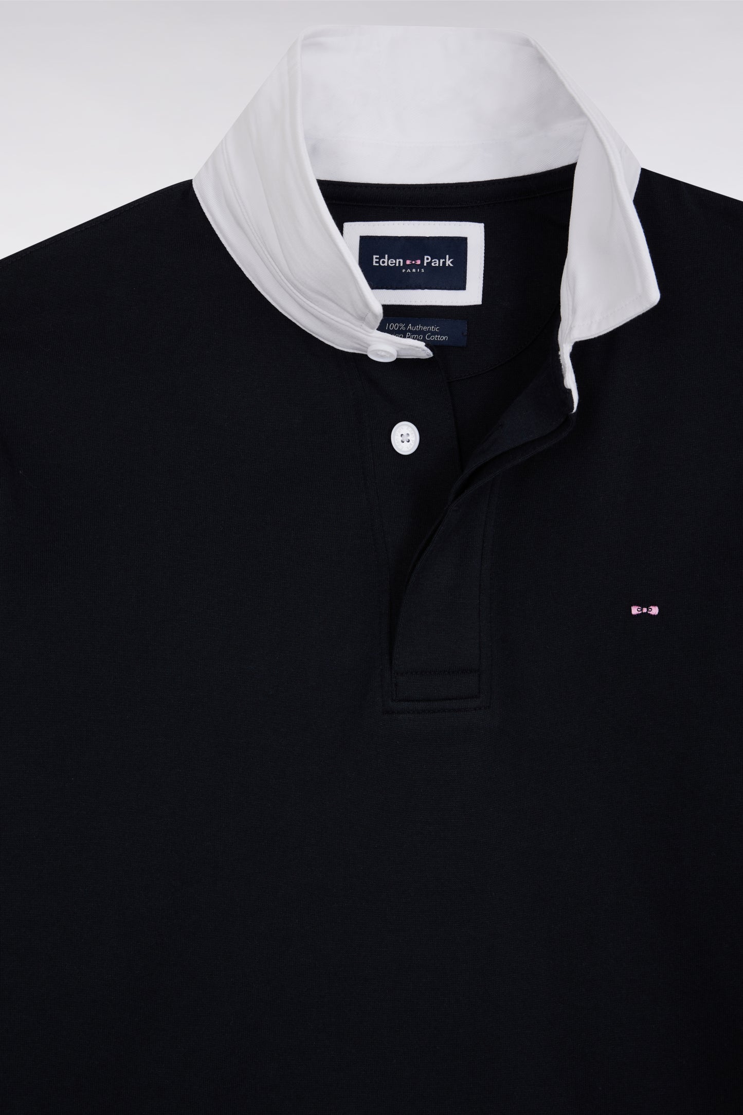 Maillot à manches longues en coton Pima marine coupe droite