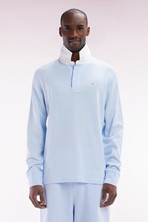 Maillot à manches longues en coton Pima ciel coupe droite - Image 1