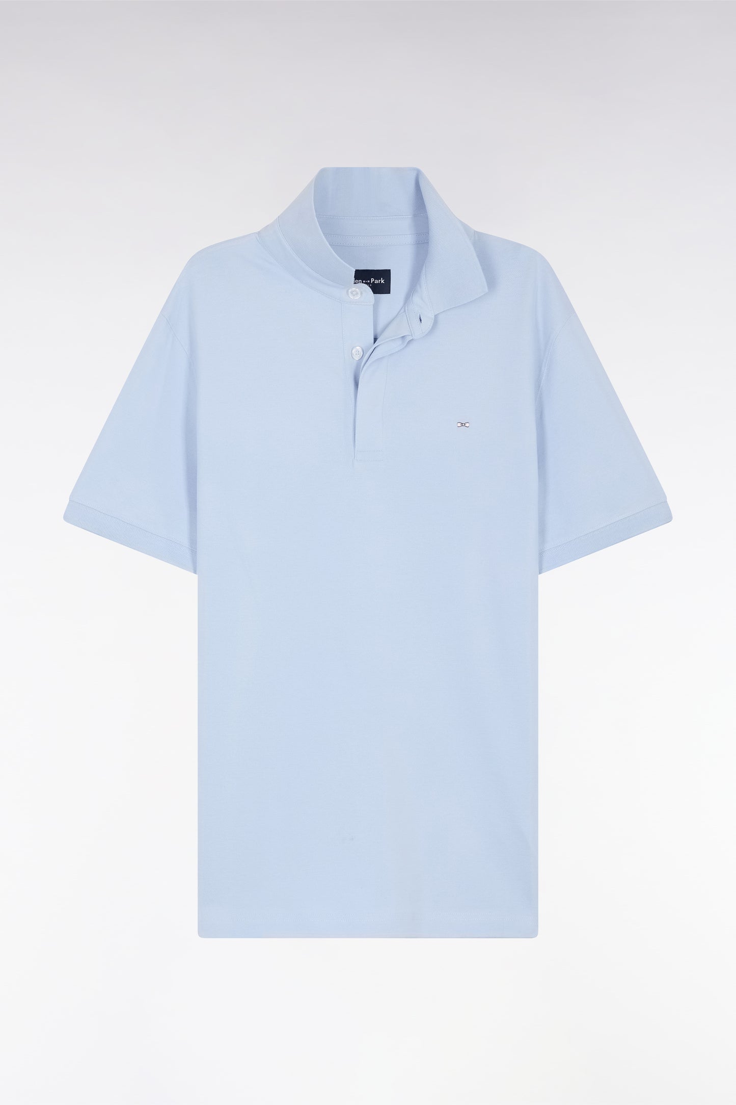 Slim-fit short-sleeved polo shirt in light blue stretch cotton piqué