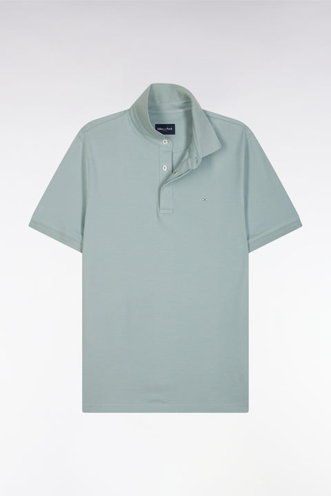 Slim-fit short-sleeved polo shirt in brown stretch cotton piqué - Image 2