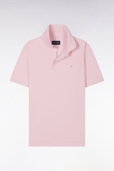 Polo à manches courtes en piqué coton stretch rose coupe ajustée - Image 2