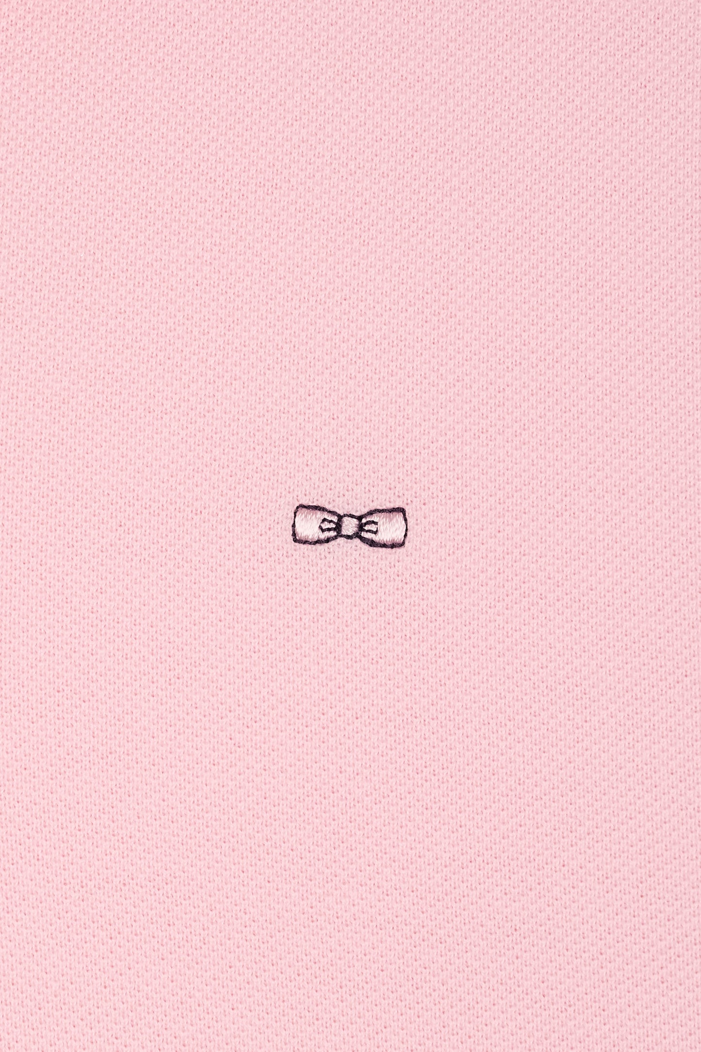 Straight-cut short-sleeved polo shirt in light pink Pima cotton piqué with striped under collar
