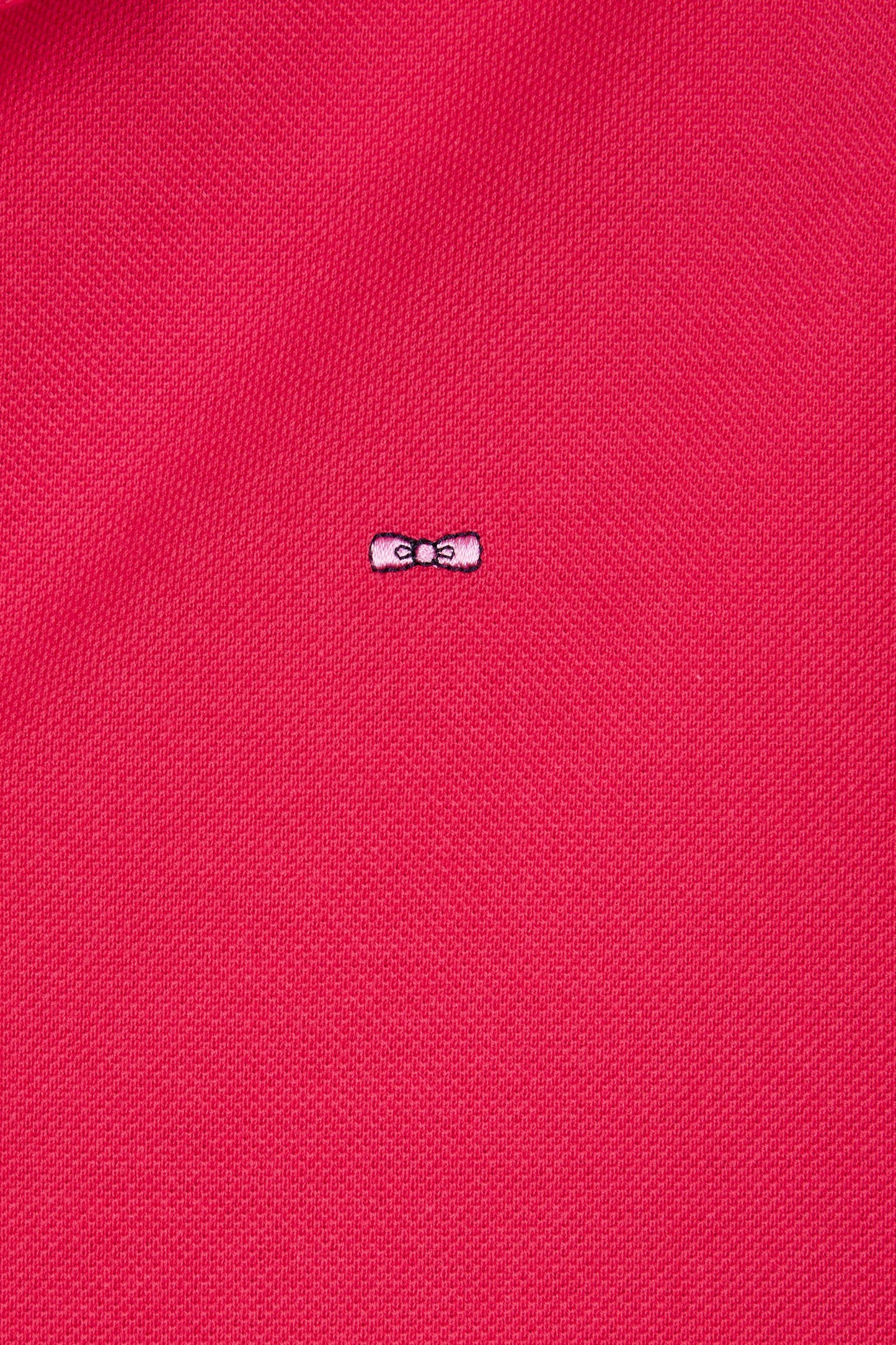 Straight-cut short-sleeved polo shirt in fuchsia Pima cotton piqué with striped under collar