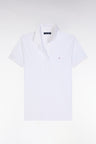 Slim-fit short-sleeved polo shirt in white stretch cotton piqué