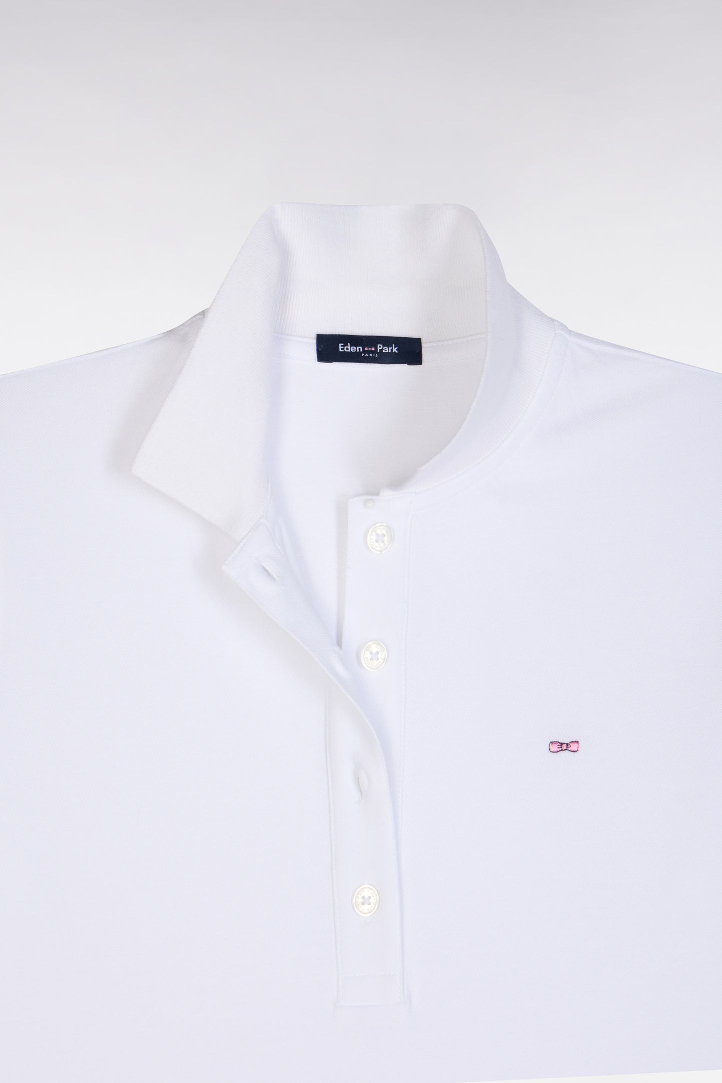 Slim-fit short-sleeved polo shirt in white stretch cotton piqué