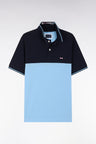 Polo à manches courtes en piqué coton ciel col jacquard coupe droite