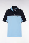 Polo à manches courtes en coton ciel colorblock coupe droite