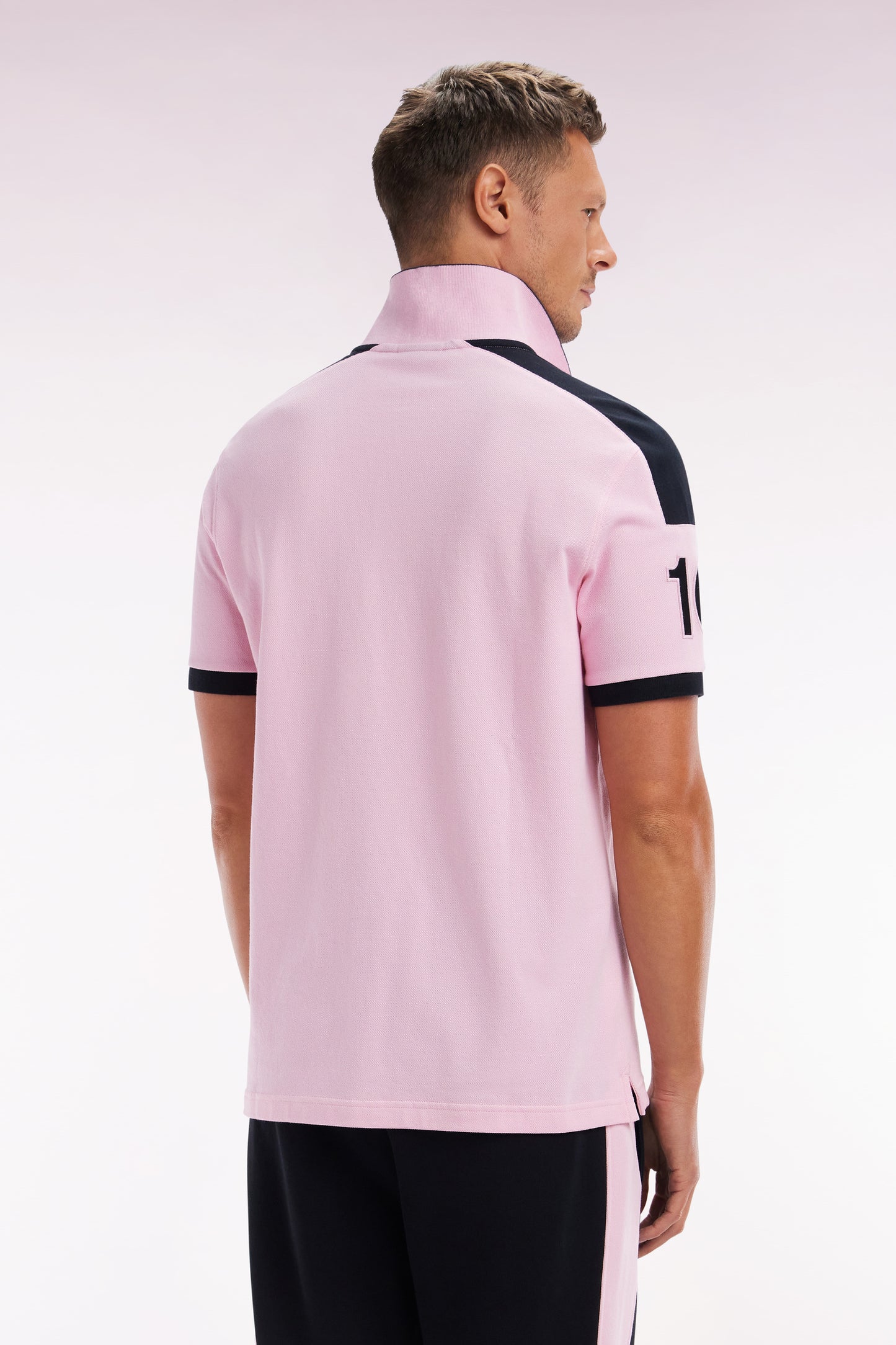 Relaxed-fit New Zealand short-sleeved polo shirt in pink cotton