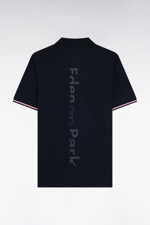 Polo à manches courtes en coton marine jacquard dos Eden Park coupe décontractée - Image 2