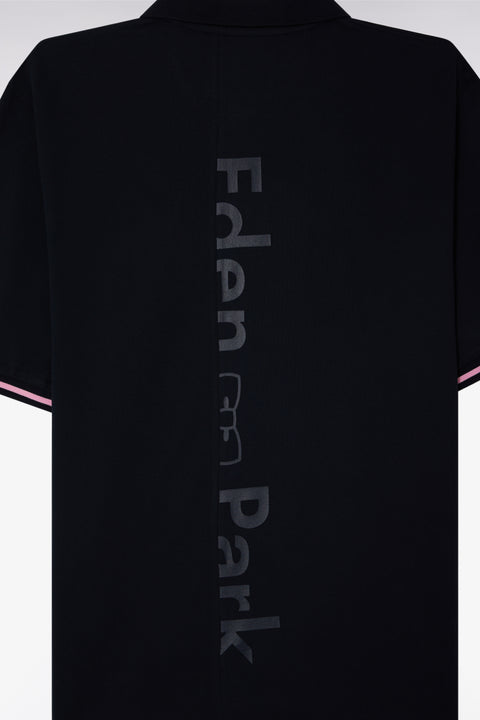 Polo à manches courtes en coton marine jacquard dos Eden Park coupe décontractée - Image 3
