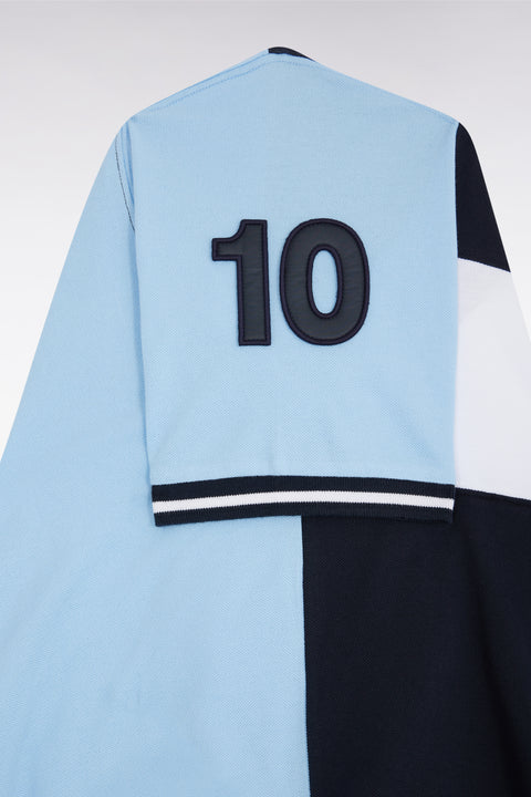 Polo à manches courtes en piqué coton marine bande contrastée coupe décontractée - Image 2