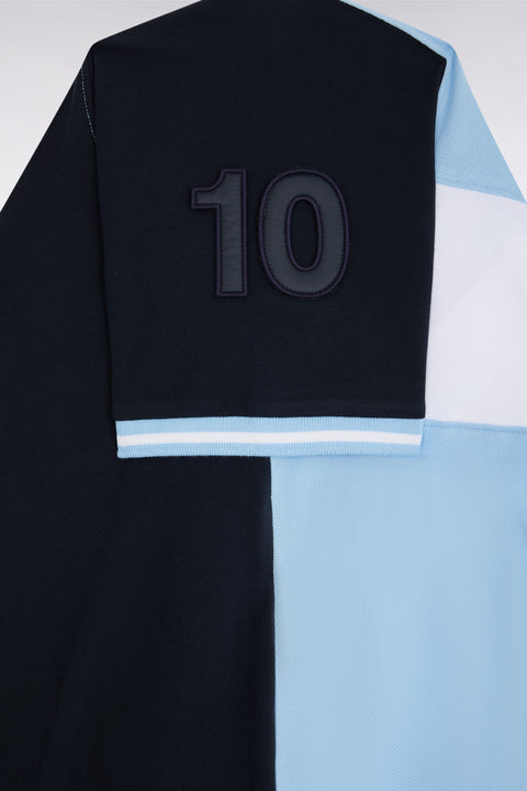 Polo à manches courtes en piqué coton ciel bande contrastée coupe décontractée - Image 2