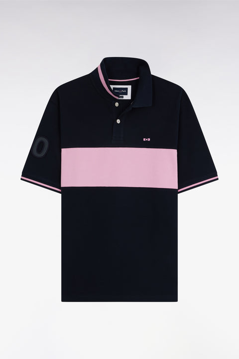 Polo à manches courtes en piqué coton rose bande contrastée coupe décontractée - Image 1