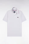 Polo à manches courtes en coton blanc liseré col coupe décontractée