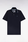 Polo à manches courtes en coton marine liseré col coupe décontractée