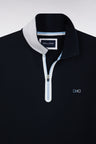 Polo zippé à manches courtes en coton stretch marine coupe ajustée