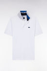 Straight-fit short-sleeved polo shirt in white cotton with two-tone Eden Park jacquard collar